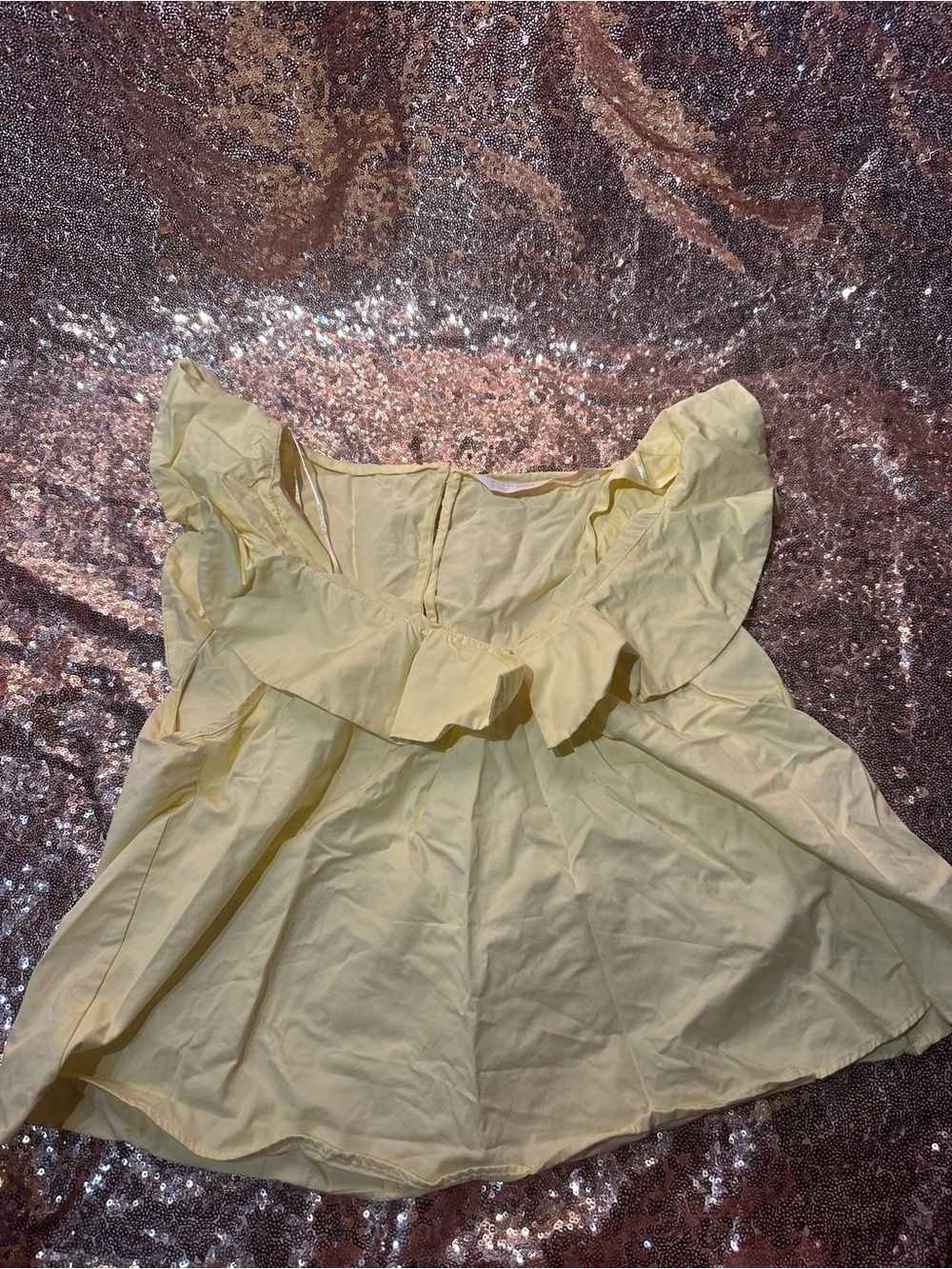 Zara Pale Yellow Ruffle-Trim Tank Top - Picture 2 of 3